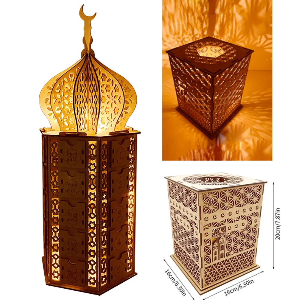 2 STK LED Ramadan Kalender Holz Eid Mubarak Ramadan Muslim Islamisch LED Adventskalender 1 2 STK LED Ramadan Kalender Holz Eid Mubarak Ramadan Muslim Islamisch LED Adventskalender