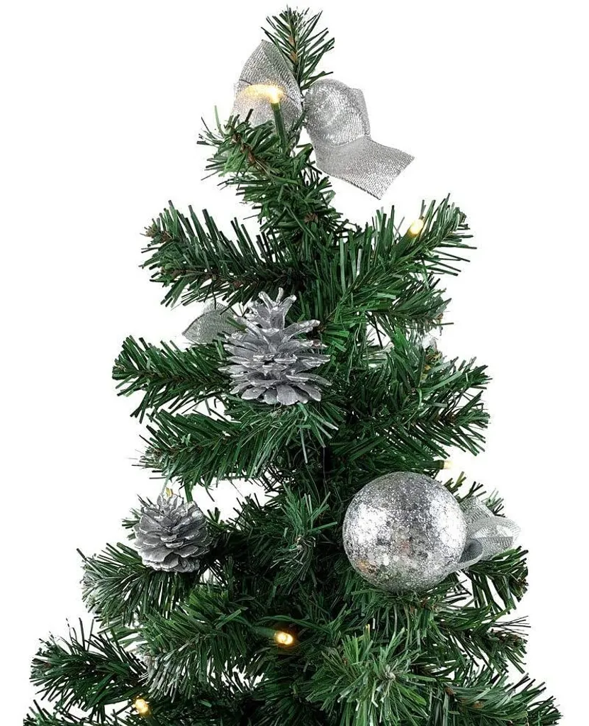 Geschmückter Weihnachtsbaum Beleuchtet 20cm Silber - Weihnachtsbaum Mit Lichterkette Schleifen Christbaumkugeln 3 Geschmückter Weihnachtsbaum Beleuchtet 20cm Silber - Weihnachtsbaum Mit Lichterkette Schleifen Christbaumkugeln – Bild 3
