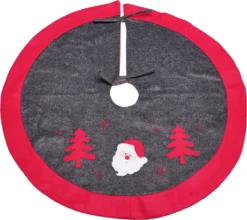 Weihnachtsbaum Decke Teppich, Ø 91cm, Christbaumdecke Tannenbaumdecke, Grau Rot
