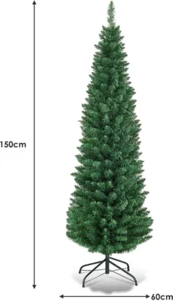 COSTWAY 150cm Bleistift Weihnachtsbaum, Künstlicher Tannenbaum Mit Metallständer, Christbaum PVC Nadeln, Kunstbaum Weihnachten Ideal Für Zuhause, Büro, Geschäfte Und Hotels, Grün -Künstliche Weihnachtsbäume das Geschäft 6d805d27b8fec8617f361690185cdeb7