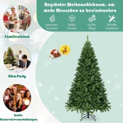 COSTWAY 225cm Künstlicher Weihnachtsbaum, Tannenbaum Mit Klappsystem, Christbaum 1346 Spitzen PVC Nadeln, Kunstbaum Weihnachten Metallständer, Grün -Künstliche Weihnachtsbäume das Geschäft 6f02adac94d42c59b8c41829ae6c24da
