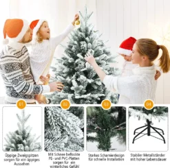 COSTWAY 180cm Künstlicher Weihnachtsbaum Mit Schnee, Tannenbaum Mit Metallständer, Christbaum 1870 PVC&PE Zweigen, Kunstbaum Weihnachten Klappsystem Ideal Für Zuhause, Büro, Geschäfte 8 COSTWAY 180cm Künstlicher Weihnachtsbaum Mit Schnee, Tannenbaum Mit Metallständer, Christbaum 1870 PVC&PE Zweigen, Kunstbaum Weihnachten Klappsystem Ideal Für Zuhause, Büro, Geschäfte -Künstliche Weihnachtsbäume das Geschäft 7018fba7be0c17a1e65375f974b8a211
