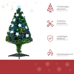 HOMCOM Weihnachtsbaum 0,9 M Christbaum Kunsttanne 90 Äste Mit LED-Lichtern Anti-Rutsch-Pads Zerlegbar Glasfaser-Farbwechsler PVC Metall Grün 45 X 45 X 90 Cm -Künstliche Weihnachtsbäume das Geschäft 72103ee20c5fe28b91b80157f7b6975a