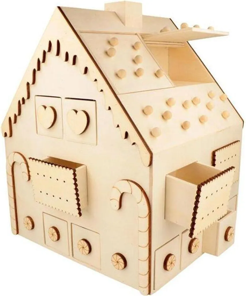 Holzadventskalender Lebkuchenhaus 33 X 26 X 23 Cm 2 Holzadventskalender Lebkuchenhaus 33 X 26 X 23 Cm – Bild 2