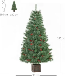 HOMCOM Künstlicher Weihnachtsbaum 1,8 M Christbaum Tannenbaum Mit Topf Und Deko PVC Metall Grün 90 X 90 X 180 Cm -Künstliche Weihnachtsbäume das Geschäft 7d31c140a792db66a1ed4cd2b73a2b43