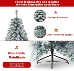 COSTWAY 225cm Künstlicher Weihnachtsbaum Mit Schnee, Tannenbaum Mit Metallständer, Christbaum PVC Spitzen, Kunstbaum Weihnachten Klappsystem Ideal Für Zuhause Und Büro -Künstliche Weihnachtsbäume das Geschäft 7fe29a3dffa1516b97fbbc2f3d2a96f1