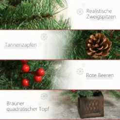 HOMCOM Künstlicher Weihnachtsbaum 1,8 M Christbaum Tannenbaum Mit Topf Und Deko PVC Metall Grün 90 X 90 X 180 Cm -Künstliche Weihnachtsbäume das Geschäft 7ff2c666b0218326663dbd2b58559b88