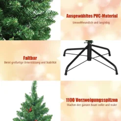 COSTWAY 195cm LED Künstlicher Weihnachtsbaum Mit 11 Lichtmodi Und 5 Farbwechsel, Tannenbaum Mit Metallständer, Christbaum PVC Nadeln, Kunstbaum Weihnachten Klappsystem, Grün -Künstliche Weihnachtsbäume das Geschäft 83ce3a873ebbe0ab58337b5dfd1ed9d6