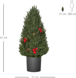 HOMCOM Weihnachtsbaum 50 Cm Christbaum Zypressen-Weihnachtsbaum Mit 7 Roten Beeren Und 6 Tannenzapfen Kunsttanne 170 Zweige Für Tisch Und Schreibtisch PVC PE Grün Ø27 X 47 Cm -Künstliche Weihnachtsbäume das Geschäft 8712024813e5e313069ffbb45174c2a7