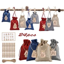 24 Stück Adventskalender Zum Befüllen Weihnachtskalender Weihnachten Säckchen,Adventskalender 2022