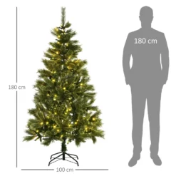 HOMCOM 180 Cm Weihnachtsbaum Mit Standfuß Künstlich Naturgetreu Tannenbaum Mit 586 Astspitzen 240 LED-Leuchten Weiß Lichtfarbe Für Weihnachtsfest PVC Eisen Grün -Künstliche Weihnachtsbäume das Geschäft 8a177ca0e8eb984b93c62a0bbe340c00