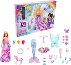 Barbie Dreamtopia Märchen-Adventskalender 2022, Meerjungfrau-/Prinzessin-Puppe
