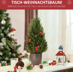 HOMCOM Weihnachtsbaum 50 Cm Christbaum Zypressen-Weihnachtsbaum Mit 7 Roten Beeren Und 6 Tannenzapfen Kunsttanne 170 Zweige Für Tisch Und Schreibtisch PVC PE Grün Ø27 X 47 Cm -Künstliche Weihnachtsbäume das Geschäft 8f673b3df9a1cf9addc595769a5a4c2b