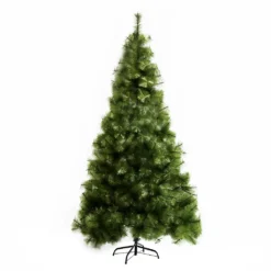 HOMCOM Künstlicher Weihnachtsbaum 2,1 M Christbaum Tannenbaum 505 Äste Dichte Zweige Einfacher Aufbau Authentischer Christbaum Mit Metallständer PET Metall Grün Ø90 X 210 Cm