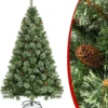 COSTWAY 180cm Weihnachtsbaum Künstlich, Christbaum Mit Metallständer & 61 Tannenzapfen & 878 Spitzen, Tannenbaum Schnellaufbau Klappsystem, Für Zuhause, Büro & Außenbereich, PVC, Grün