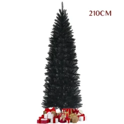 COSTWAY 210cm Bleistift Weihnachtsbaum, Bleistiftbaum Schwarz, Künstlicher Tannenbaum Mit Klappsystem Und Metallständer, Christbaum PVC Nadeln, Kunstbaum -Künstliche Weihnachtsbäume das Geschäft 934f91dde3fc7c89eb22f2d13a594fcf