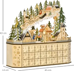 HOMCOM Adventskalender Zum Befüllen 24 Schubladen Fächer Weihnachtskalender Mit LED-Lichtern Adventskalenderbox Weihnachtsdekoration DIY MDF-Platte Naturholz 45 X 13 X 43 Cm -Künstliche Weihnachtsbäume das Geschäft a0a4e0734bfbf4e64dea058b50c18da3