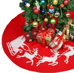 Weihnachtsbaum Rock Weihnachtsbaumdecke Rund Weihnachtsbaum Decke Groß Fell Christbaumdecke Christbaumständer Teppich Baumdecke Weihnachtsbaum Deko,100cm, Rot -Künstliche Weihnachtsbäume das Geschäft a7b21a844ce7fe776287cb725566b1c3
