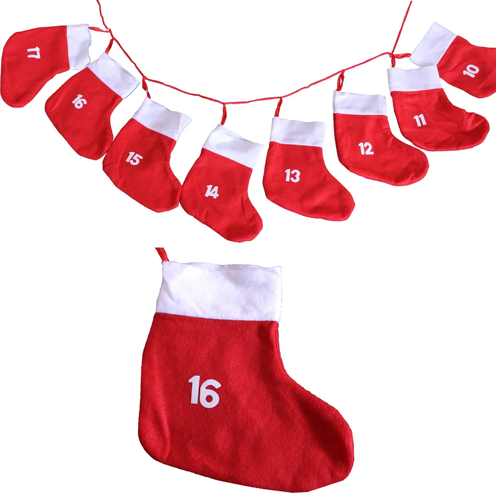 Adventskalender Socken Rot Zum Befüllen 2 Adventskalender Socken Rot Zum Befüllen – Bild 2