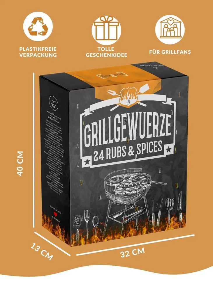 BBQ Kalender Grill-Adventskalender 2022 I BBQ-Adventskalender Für Grillfans In BIO-Qualität I 24 Feine Gewürzspezialitäten I Geschenkset 3 BBQ Kalender Grill-Adventskalender 2022 I BBQ-Adventskalender Für Grillfans In BIO-Qualität I 24 Feine Gewürzspezialitäten I Geschenkset – Bild 3