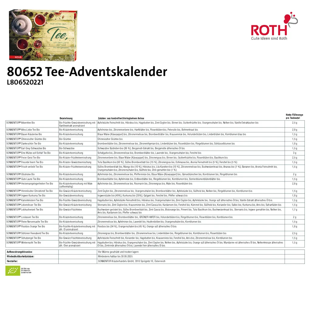 ROTH Tee Adventskalender 2022 Gefüllt Mit Hochwertigen Teemischungen, Kalender Mit Tee Für Die Vorweihnachtszeit 4 ROTH Tee Adventskalender 2022 Gefüllt Mit Hochwertigen Teemischungen, Kalender Mit Tee Für Die Vorweihnachtszeit – Bild 4