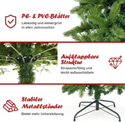 COSTWAY 225 Cm Künstlicher Weihnachtsbaum Bleistift, LED Beleuchteter Tannenbaum, Christbaum Für Weihnachten, Grün -Künstliche Weihnachtsbäume das Geschäft aff45161499234ea48b4cb3de9e77b60