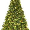 COSTWAY 225cm LED Künstlicher Weihnachtsbaum, Christbaum Mit Klappsystem Und Metallständer, Tannenbaum Geschmückt, Kunstbaum Weihnachten Ideal Für Zuhause, Büro, Geschäfte Und Hotels