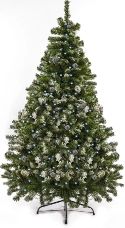 Walexo Künstlicher Weihnachtsbaum Tannenbaum Christbaum Mit LED Und Fernbedienung (180 Cm, Grün Mit Schnee-Effekt)