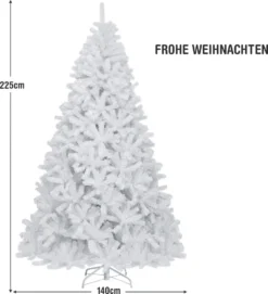 COSTWAY 225cm Künstlicher Weihnachtsbaum Mit 1749 Zweigen, Klappbarer Metallständer, Christbaum Tannenbaum Für Zuhause Büro Geschäft Weiß -Künstliche Weihnachtsbäume das Geschäft b61451d20fe7301c1192381892459ba9