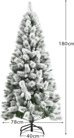 COSTWAY 180cm Verschneiter Weihnachtsbaum Schmal, Künstlicher Tannenbaum Kunstbaum Mit Schneefall, 570 Zweigen & Klappbarem Metallständer Christbaum Für Weihnachten Deko -Künstliche Weihnachtsbäume das Geschäft b6474efb67c2f3de6c610482b5f46357