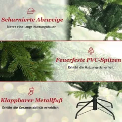 COSTWAY 180cm Künstlicher Weihnachtsbaum, Unbeleuchteter Tannenbaum, Christbaum Mit 1462 PE- & PVC-Zweigen & Metallständer, Kunstbaum Für Innen- Und Außenbereich -Künstliche Weihnachtsbäume das Geschäft b6dcfbfc4abff00ed656a2bb02de2be2