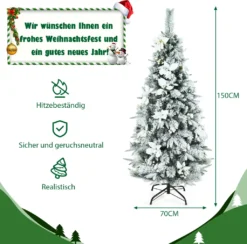 COSTWAY 150cm Künstlicher Weihnachtsbaum Mit Schnee, Tannenbaum Mit Klappsystem Und Metallständer, Schneebedeckter Christbaum PVC Nadeln, Kunstbaum Weihnachten Weiß -Künstliche Weihnachtsbäume das Geschäft b74dff951b5cd6cd6e3df4023dd0a0e1