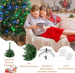 COSTWAY 180cm Künstlicher Weihnachtsbaum, Beleuchteter Tannenbaum Mit Farbigen LEDs & Metallständer, Klappbarer Kunstbaum Beleuchtung, Christbaum Für Weihnachten Büro Zuhause, PVC, Grün -Künstliche Weihnachtsbäume das Geschäft b8af81ffd63f1c7058b5a0bfffb06514