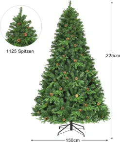 COSTWAY 225cm LED Künstlicher Weihnachtsbaum, Christbaum Mit Klappsystem Und Metallständer, Tannenbaum Geschmückt, Kunstbaum Weihnachten Ideal Für Zuhause, Büro, Geschäfte Und Hotels -Künstliche Weihnachtsbäume das Geschäft b9ad3bbe19567fde23af1afd1293340a
