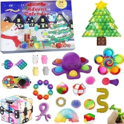 Adventskalender 2022,Pop It Fidget Toy Set Adventskalender 24 Tage Spielzeug Countdown Bis Weihnachten Weihnachtsgeschenk