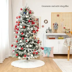 COSTWAY 180cm Künstlicher Weihnachtsbaum Mit Schnee, Tannenbaum Mit Metallständer, Christbaum 1870 PVC&PE Zweigen, Kunstbaum Weihnachten Klappsystem Ideal Für Zuhause, Büro, Geschäfte