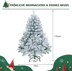 COSTWAY 135 Cm Schneebeflockter Weihnachtsbaum, Künstlicher Tannenbaum Mit 295 Spitzen Und 150 Warmweißen LED-Leuchten, Christbaum Mit Metallständer, Weiß -Künstliche Weihnachtsbäume das Geschäft ba6b97d952ff8feb54457da5838ea5b2