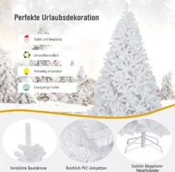 COSTWAY 225cm Künstlicher Weihnachtsbaum Mit 1749 Zweigen, Klappbarer Metallständer, Christbaum Tannenbaum Für Zuhause Büro Geschäft Weiß -Künstliche Weihnachtsbäume das Geschäft bac0c333f0b34e015c70c64d4c1adeb4
