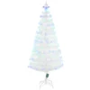 HOMCOM Weihnachtsbaum 1,2 M Christbaum Kunsttanne 130 Zweige Mit RGB Led-Leuchten Metallfuß PVC Weiß Ø45 X 120H Cm