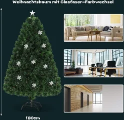 COSTWAY 180 Cm LED Weihnachtsbaum Beleuchtet Mit Glasfaser-Farbwechsel Künstlicher Tannenbaum Grün 8 COSTWAY 180 Cm LED Weihnachtsbaum Beleuchtet Mit Glasfaser-Farbwechsel Künstlicher Tannenbaum Grün -Künstliche Weihnachtsbäume das Geschäft bbef8db340857ab3aef074a7132fa599