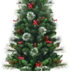 COSTWAY 120cm Künstlicher Weihnachtsbaum Im Topf, Schneebedeckter Tannenbaum Mit Kiefernzapfen & Roten Beeren, Christbaum 193 Spitzen PVC Nadeln, Kunstbaum Weihnachten Für Eingangsbereich, Grün