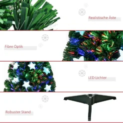 HOMCOM Weihnachtsbaum 0,9 M Christbaum Kunsttanne 90 Äste Mit LED-Lichtern Anti-Rutsch-Pads Zerlegbar Glasfaser-Farbwechsler PVC Metall Grün 45 X 45 X 90 Cm -Künstliche Weihnachtsbäume das Geschäft bea8f09b1f3ff8e4c74b2e9c4cee6f58