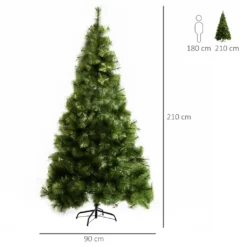 HOMCOM Künstlicher Weihnachtsbaum 2,1 M Christbaum Tannenbaum 505 Äste Dichte Zweige Einfacher Aufbau Authentischer Christbaum Mit Metallständer PET Metall Grün Ø90 X 210 Cm -Künstliche Weihnachtsbäume das Geschäft bed7632ae5c1bb9079a74f9422ad67ee
