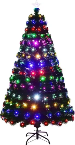 COSTWAY LED Weihnachtsbaum Kuenstlicher Tannenbaum Christbaum Beleuchtet 150 Cm Gruen Mit Glasfaser-Farbwechsel