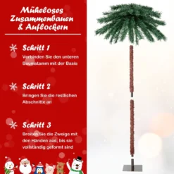 COSTWAY 180 Cm Künstliche Palme Beleuchtet, Kunstbaum Mit 210 Vierfarbigen LED-Leuchten, Weihnachtspalme Mit 64 PVC-Spitzen & Metallständer, Lichterbaum Für Weihnachten Karneval, Zuhause Und Büro -Künstliche Weihnachtsbäume das Geschäft c00c35ca3a3cb9f9a708bf79cd144e87