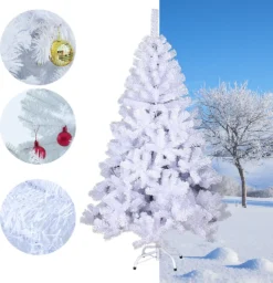 Wolketon 180cm Weihnachtsbaum Beflockung Christbaum PVC Baum Kuenstlicher Tannenbaum Weiss