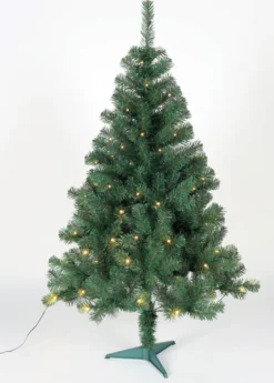 Künstlicher Tannenbaum Mit 80er LED-Lichterkette, 150cm, Grün, Strombetrieben, Inkl. Ständer | Perfekt Zum Selbstdekorieren