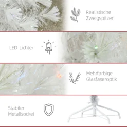 HOMCOM Weihnachtsbaum 1,2 M Christbaum Kunsttanne 130 Zweige Mit RGB Led-Leuchten Metallfuß PVC Weiß Ø45 X 120H Cm -Künstliche Weihnachtsbäume das Geschäft c2c334b685ab9bb24da2694d238a530c