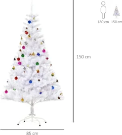 HOMCOM Weihnachtsbaum Künstlicher Christbaum Tannenbaum Baum 150cm Mit Ständer Inkl. Nachbildung (150cm, Weiß/Weihnachtsbaum 1) -Künstliche Weihnachtsbäume das Geschäft c4d67c8abf425df059312b8e9e2c8cc5