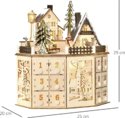 HOMCOM Weihnachts-Adventskalender Mit 24 Zugkästen Weihnachtskalender Mit LED-Lichtern Adventskalenderbox Sperrholz-Platte Naturholz 25 X 20 X 29 Cm -Künstliche Weihnachtsbäume das Geschäft c4f8e3d57c1b145272bba80798e79966